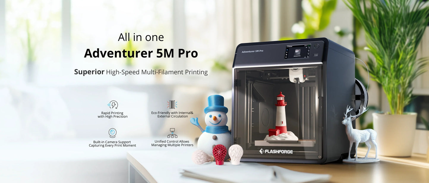 FlashForge Adventurer 5M Pro High-Speed Enclosed FDM 3D Printer